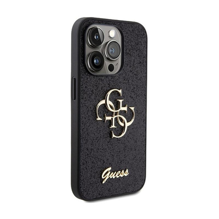 Pouzdro Guess Glitter Script Big 4G - iPhone 15 Pro Max (černé)