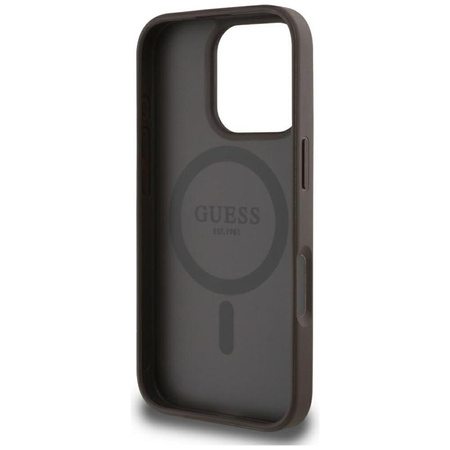 Guess Grained Hot Stamp Peony Triangle Logo MagSafe - Case for iPhone 16 Pro Max (brown)