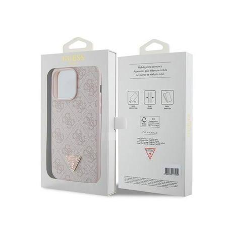 Guess bőr 4G Triangle Strass - iPhone 15 Pro Max tok (rózsaszín)