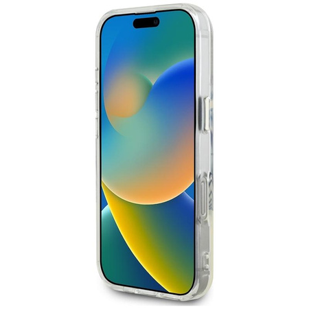 Guess IML Metallfarbener Kreis Klassisches Logo MagSafe - Gehäuse für iPhone 16 Pro (grau)
