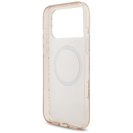 Guess IML Flowers Electro Pearl Strap MagSafe - Pouzdro iPhone 17 Pro Max (růžový)