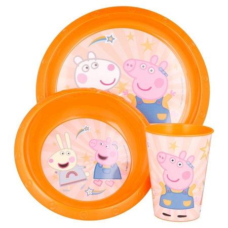 Peppa Pig - Tányérkészlet (tányér + tál + csésze) Peppa Pig