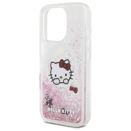 Hello Kitty Liquid Glitter Sweet Kitty Bows Étui MagSafe pour iPhone 16 Pro (blanc)