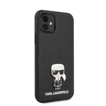 Karl Lagerfeld Saffiano with Pin Ikonik - pouzdro pro iPhone 11 (černé)