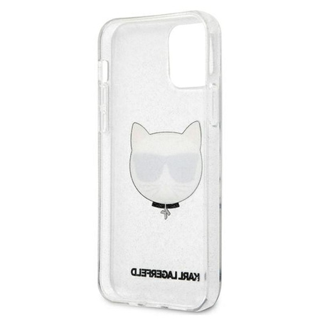 Karl Lagerfeld Choupette Head Glitter - pouzdro pro iPhone 12 Pro Max (stříbrné)
