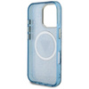 Guess IML Metal Glitter 4G Circle Triangle MagSafe - Coque pour iPhone 16 Pro (bleu)