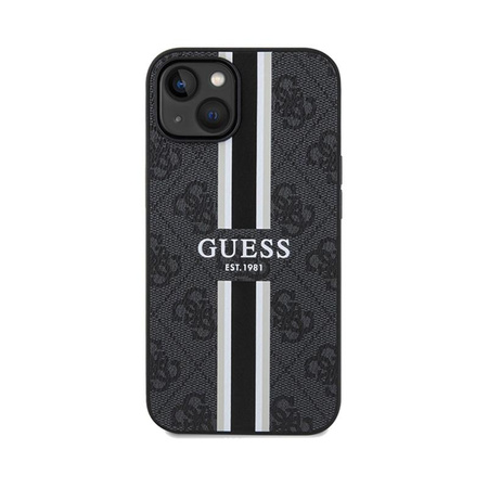 Guess 4G Étui MagSafe à rayures imprimées - iPhone 15 (noir)