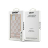 DKNY Leder mit kariertem Monomuster und gedruckten Streifen - iPhone 14 Pro Max Tasche (rosa)