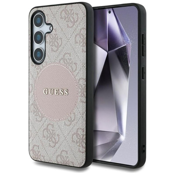 Guess 4G Round Patch Classic Logo MagSafe - Tasche für Samsung Galaxy S25+ (rosa)