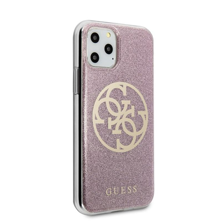 Guess Circle Glitter 4G - pouzdro pro iPhone 11 Pro (růžové)