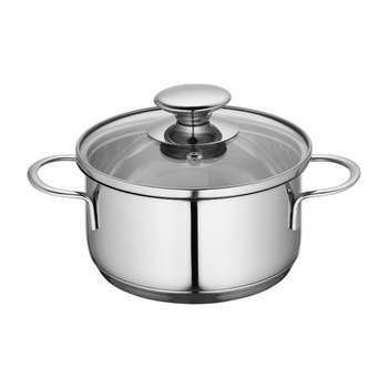 MINI GARNEK 14 CM STALOWY Z POKRYWKĄ DO MLEKA SOSÓW, Kuchenprofi, do Zmywarki, 1l