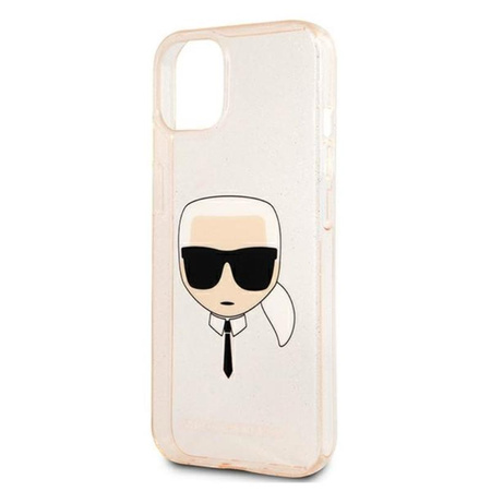 Karl Lagerfeld Karl's Head Glitter - pouzdro pro iPhone 13 Mini (zlaté)
