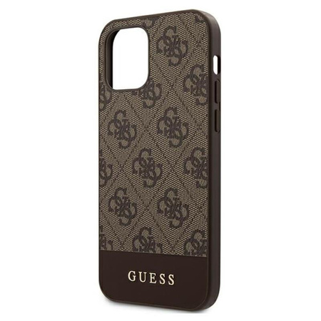 Guess 4G Bottom Stripe Collection - pouzdro pro iPhone 12 Pro Max (hnědé)