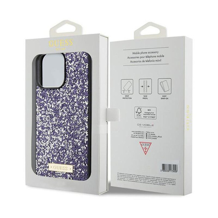 Guess Rhinestone Metal Logo - pouzdro pro iPhone 15 Pro (růžové)