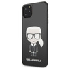 Karl Lagerfeld Double Layer Glitter Tempered Glass - Coque pour iPhone 11 Pro Max avec dos en verre (Noir)
