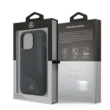 Mercedes Leder Perforierter Bereich - iPhone 13 Pro Max Tasche (navy blau)