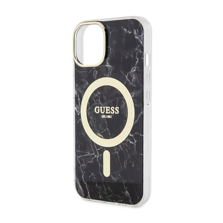 Guess Marble MagSafe - iPhone 14 Plus Tasche (Schwarz)