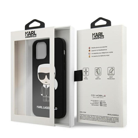 Karl Lagerfeld Fullbody Silicone Iconic - pouzdro pro iPhone 12 / 12 Pro (černé)