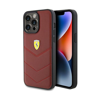 Ferrari Quilted Metal Logo - Hülle für iPhone 15 Pro Max (Rot)