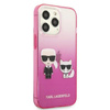 Karl Lagerfeld Gradient Ikonik Karl & Choupette- Hülle für iPhone 13 Pro (Rosa)