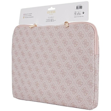 Guess 4G cipzáras zsebes háromszög logós tok - 14" notebook tok (rózsaszín)