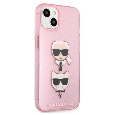 Karl Lagerfeld Glitter Karl & Choupette Head - iPhone 13 Case (pink)