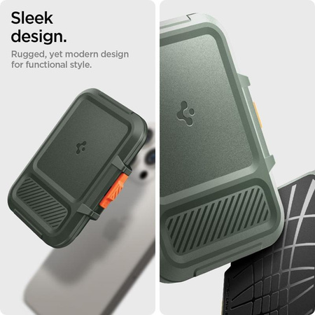 Spigen Lock Fit MagSafe - Portefeuille magnétique (vert militaire)