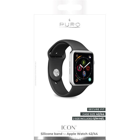 PURO ICON - Elasztikus sportpánt Apple Watch 42/44/45 mm-es órához (S/M & M/L) (fekete)
