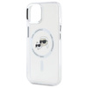 Karl Lagerfeld IML Metall Karl & Choupette Head MagSafe - iPhone 15 Tasche (weiß)