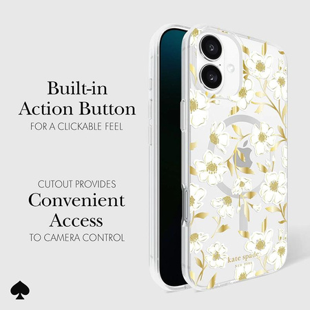Kate Spade New York Protective Gems MagSafe - Coque pour iPhone 16 Plus (Sunshine Floral)