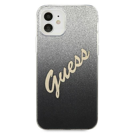 Guess Glitter Gradient Script - iPhone 12 mini Tasche (schwarz)