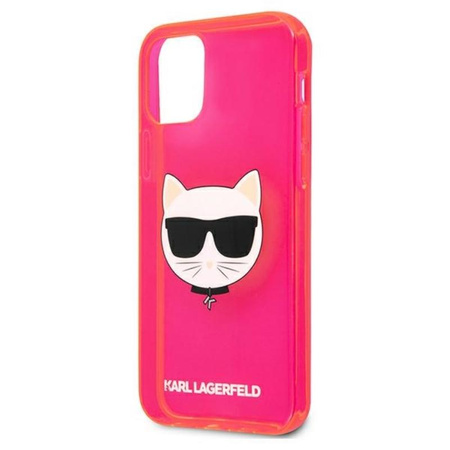 Karl Lagerfeld Choupette Head - pouzdro pro iPhone 12 / iPhone 12 Pro (fluo růžová)
