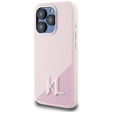 Karl Lagerfeld Silicone Shadow Metal Initial MagSafe - Hülle für iPhone 15 Pro Max (rosa)