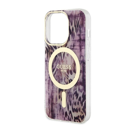 Guess Leopard MagSafe - iPhone 14 Pro Case (Pink)