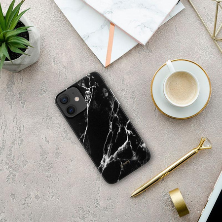 Crong márvány tok - iPhone 12 Mini tok (fekete)