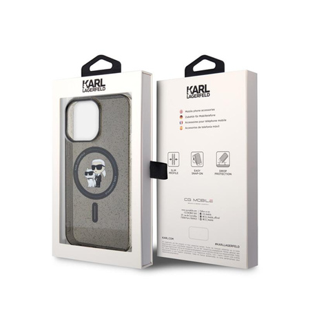 Karl Lagerfeld Karl & Choupette Glitter Magsafe - iPhone 15 Pro Max tok (fekete)