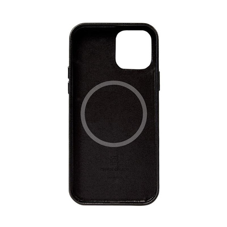 Crong Essential Cover Magnetic - Etui ze skóry iPhone 12 / iPhone 12 Pro MagSafe (czarny)