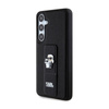 Karl Lagerfeld Gripstand Saffiano Karl & Choupette Pins - Samsung Galaxy S24 Hülle (schwarz)