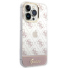 Guess 4G Stripe Script Logo Electroplated Pattern - Coque pour iPhone 14 Pro (rose)