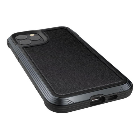 X-Doria Defense Lux - Alumínium tok iPhone 11 Pro készülékhez (Cseppteszt 3m) (Fekete bőr)