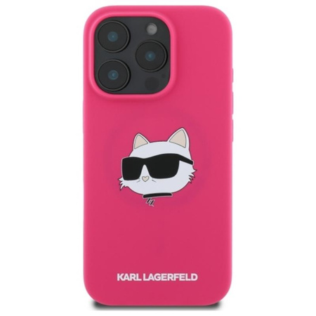 Karl Lagerfeld Silikon Choupette Kopf drucken MagSafe - iPhone 16 Pro Fall (fuchsia)