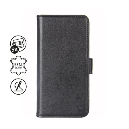 Crong Premium Booklet Wallet - Skórzane etui iPhone 11 Pro Max z kieszeniami + funkcja podstawki (czarny)