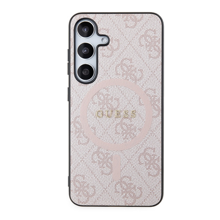 Guess 4G Collection bőr fém logós MagSafe - Samsung Galaxy S24 tok (rózsaszín)