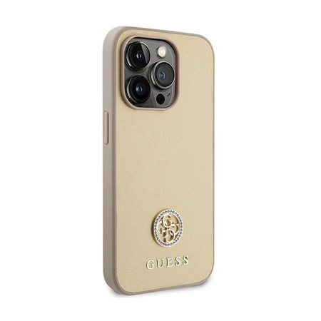 Guess 4G Strass Metall Logo - iPhone 15 Pro Tasche (Gold)