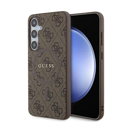 Guess 4G Collection Leather Metal Logo MagSafe - Hülle für Samsung Galaxy S24+ (Braun)