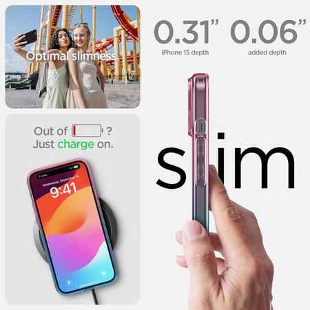 Spigen Liquid Crystal Glitter - tok iPhone 15 készülékhez (rózsaszín)