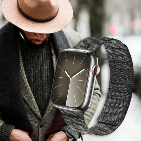 Crong Melange - Magnetický řemínek pro Apple Watch 44/45/46/49 mm (černý melanž)