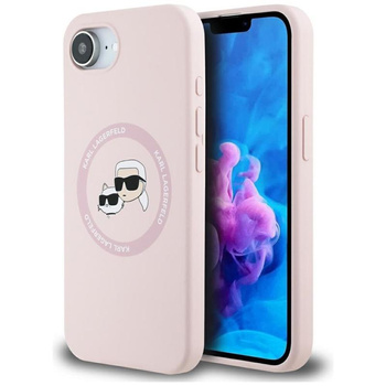Karl Lagerfeld Silikon Karl & Choupette Heads MagSafe - Hülle für iPhone 16e (rosa)