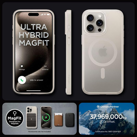 Spigen Ultra Hybrid MagSafe - Schutzhülle für iPhone 15 Pro (Frost Natural Titanium)
