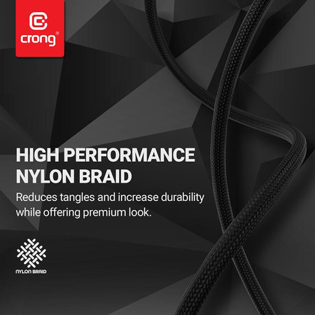 Crong Armor Link - USB-C to USB-C 100W 5A Braided cable Power Delivery Fast Charging 200cm (Black)